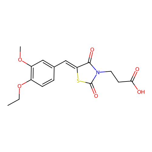3-[(5Z)-5-(4-ethoxy-3-methoxybenzylidene)-2,4-dioxo-1,3-thiazolidin-3-yl]propanoic acid structure