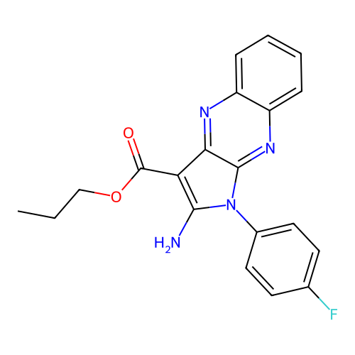 propyl 2-amino-1-(4-fluorophenyl)-1H-pyrrolo[2,3-b]quinoxaline-3-carboxylate structure
