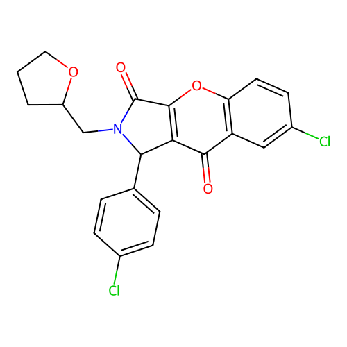 7-chloro-1-(4-chlorophenyl)-2-(oxolan-2-ylmethyl)-1H-chromeno[2,3-c]pyrrole-3,9-dione structure