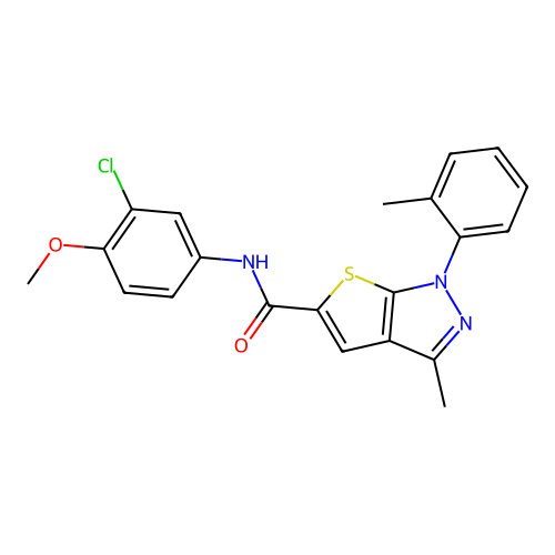 N-(3-chloro-4-methoxyphenyl)-3-methyl-1-(o-tolyl)-1H-thieno[2,3-c]pyrazole-5-carboxamide structure