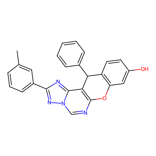 2-(3-methylphenyl)-12-phenyl-12H-chromeno[3,2-e][1,2,4]triazolo[1,5-c]pyrimidin-9-ol structure