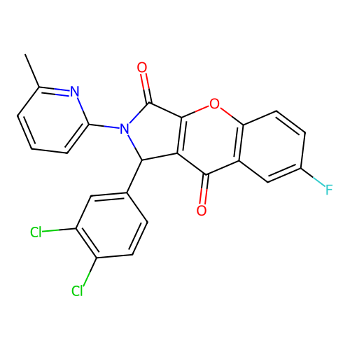1-(3,4-dichlorophenyl)-7-fluoro-2-(6-methylpyridin-2-yl)-1,2-dihydrochromeno[2,3-c]pyrrole-3,9-dione structure