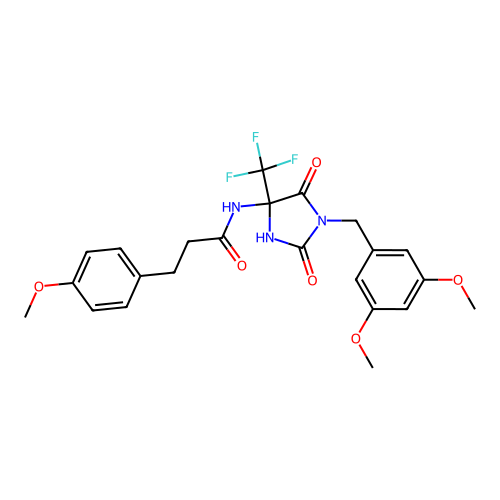 N-(1-(3,5-dimethoxybenzyl)-2,5-dioxo-4-(trifluoromethyl)imidazolidin-4-yl)-3-(4-methoxyphenyl)propanamide structure