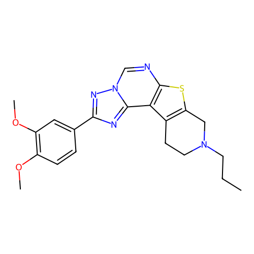 2-(3,4-dimethoxyphenyl)-9-propyl-8,9,10,11-tetrahydropyrido[4',3':4,5]thieno[3,2-e][1,2,4]triazolo[1,5-c]pyrimidine structure