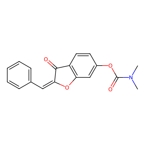 (2-benzylidene-3-oxo-1-benzofuran-6-yl) N,N-dimethylcarbamate structure