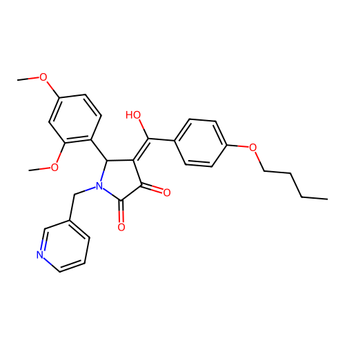 (4E)-4-[(4-butoxyphenyl)-hydroxymethylidene]-5-(2,4-dimethoxyphenyl)-1-(pyridin-3-ylmethyl)pyrrolidine-2,3-dione structure