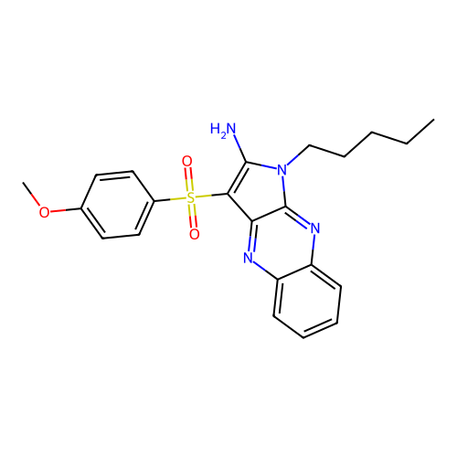 3-((4-methoxyphenyl)sulfonyl)-1-pentyl-1H-pyrrolo[2,3-b]quinoxalin-2-amine structure