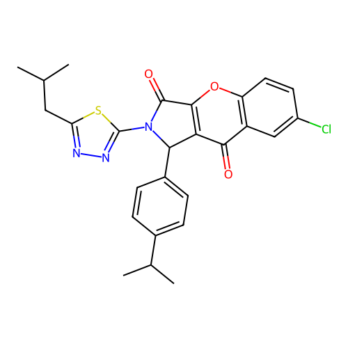 7-chloro-2-(5-isobutyl-1,3,4-thiadiazol-2-yl)-1-(4-isopropylphenyl)-1,2-dihydrochromeno[2,3-c]pyrrole-3,9-dione structure