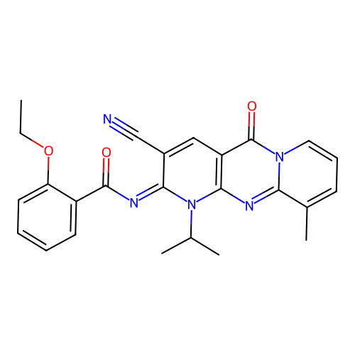 (E)-N-(3-cyano-1-isopropyl-10-methyl-5-oxo-1H-dipyrido[1,2-a:2',3'-d]pyrimidin-2(5H)-ylidene)-2-ethoxybenzamide structure