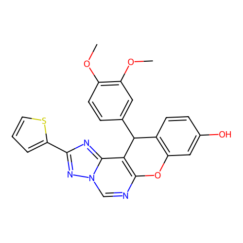 12-(3,4-dimethoxyphenyl)-2-(thiophen-2-yl)-12H-chromeno[3,2-e][1,2,4]triazolo[1,5-c]pyrimidin-9-ol structure