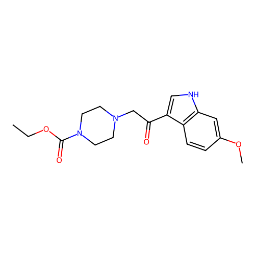 ethyl 4-[2-(6-methoxy-1H-indol-3-yl)-2-oxoethyl]piperazine-1-carboxylate structure