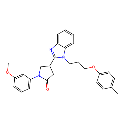 1-(3-methoxyphenyl)-4-(1-(3-(p-tolyloxy)propyl)-1H-benzo[d]imidazol-2-yl)pyrrolidin-2-one structure