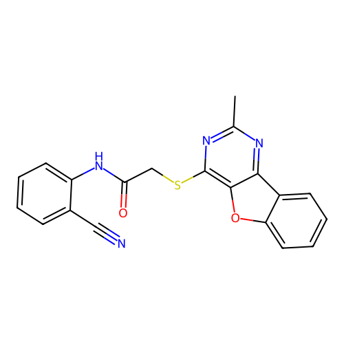 N-(2-cyanophenyl)-2-((2-methylbenzofuro[3,2-d]pyrimidin-4-yl)thio)acetamide structure