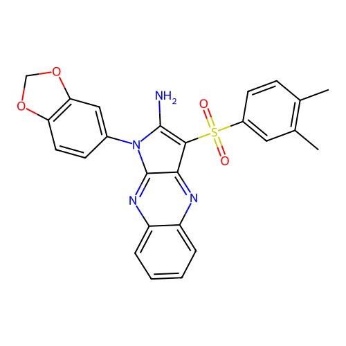 1-(1,3-benzodioxol-5-yl)-3-(3,4-dimethylphenyl)sulfonylpyrrolo[3,2-b]quinoxalin-2-amine structure