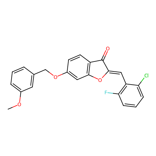 (2Z)-2-(2-chloro-6-fluorobenzylidene)-6-[(3-methoxybenzyl)oxy]-1-benzofuran-3(2H)-one structure
