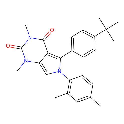 5-(4-(tert-butyl)phenyl)-6-(2,4-dimethylphenyl)-1,3-dimethyl-1H-pyrrolo[3,4-d]pyrimidine-2,4(3H,6H)-dione structure