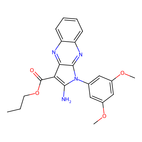 propyl 2-amino-1-(3,5-dimethoxyphenyl)-1H-pyrrolo[2,3-b]quinoxaline-3-carboxylate structure