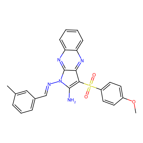 (E)-3-((4-methoxyphenyl)sulfonyl)-N1-(3-methylbenzylidene)-1H-pyrrolo[2,3-b]quinoxaline-1,2-diamine structure