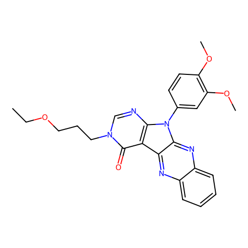 11-(3,4-dimethoxyphenyl)-3-(3-ethoxypropyl)-3,11-dihydro-4H-pyrimido[5',4':4,5]pyrrolo[2,3-b]quinoxalin-4-one structure
