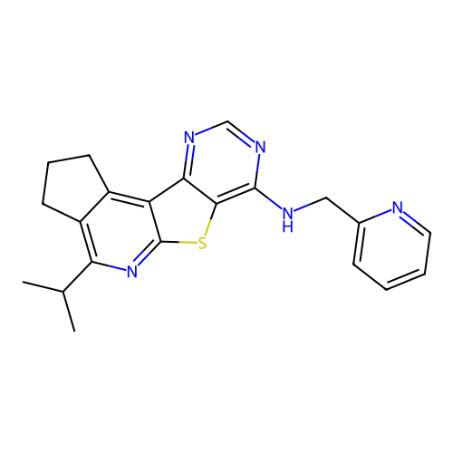 4-(propan-2-yl)-N-(pyridin-2-ylmethyl)-2,3-dihydro-1H-cyclopenta[4',5']pyrido[3',2':4,5]thieno[3,2-d]pyrimidin-7-amine structure