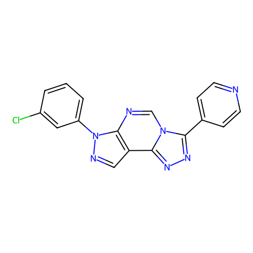 3-(3-chlorophenyl)-7-(4-pyridyl)-6-hydropyrazolo[5,4-d]1,2,4-triazolo[4,3-e]py rimidine structure