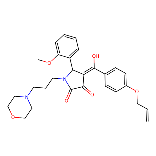 (4E)-4-[hydroxy-(4-prop-2-enoxyphenyl)methylidene]-5-(2-methoxyphenyl)-1-(3-morpholin-4-ylpropyl)pyrrolidine-2,3-dione structure