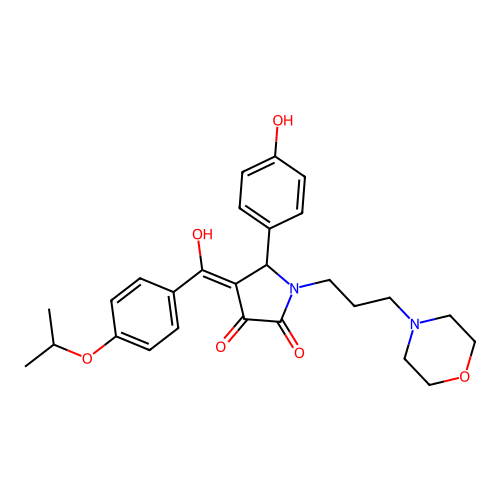 3-hydroxy-5-(4-hydroxyphenyl)-1-[3-(morpholin-4-yl)propyl]-4-[4-(propan-2-yloxy)benzoyl]-2,5-dihydro-1H-pyrrol-2-one structure