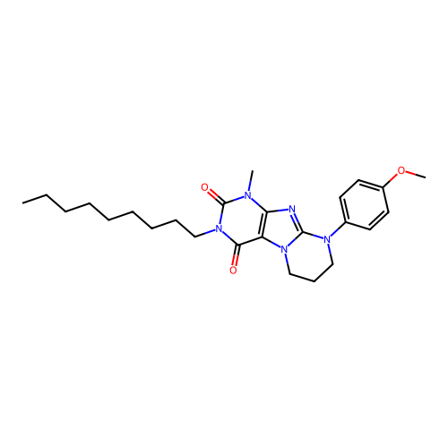 9-(4-methoxyphenyl)-1-methyl-3-nonyl-6,7,8,9-tetrahydropyrimido[2,1-f]purine-2,4(1H,3H)-dione structure