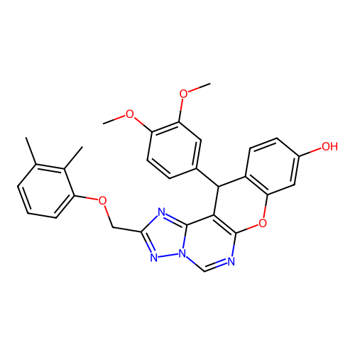 12-(3,4-dimethoxyphenyl)-2-[(2,3-dimethylphenoxy)methyl]-12H-chromeno[3,2-e][1,2,4]triazolo[1,5-c]pyrimidin-9-ol structure