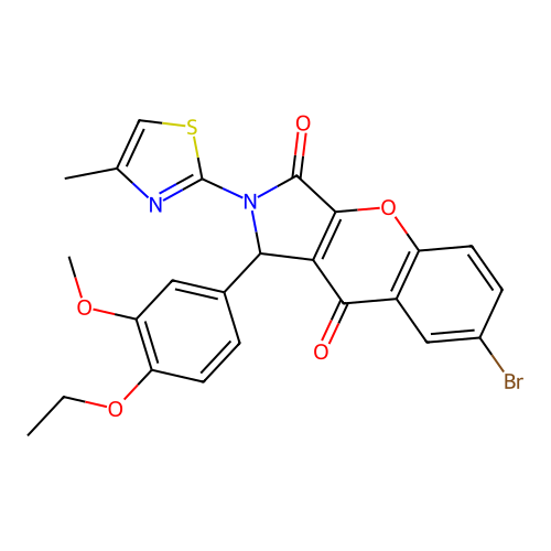 7-bromo-1-(4-ethoxy-3-methoxyphenyl)-2-(4-methyl-1,3-thiazol-2-yl)-1,2-dihydrochromeno[2,3-c]pyrrole-3,9-dione structure