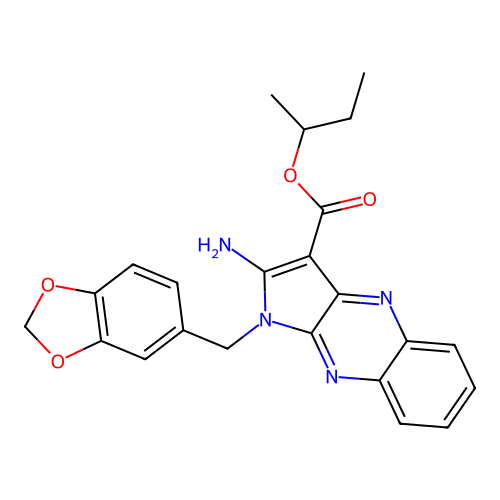 butan-2-yl 2-amino-1-(1,3-benzodioxol-5-ylmethyl)pyrrolo[3,2-b]quinoxaline-3-carboxylate structure