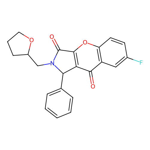 7-fluoro-2-(oxolan-2-ylmethyl)-1-phenyl-1H-chromeno[2,3-c]pyrrole-3,9-dione structure