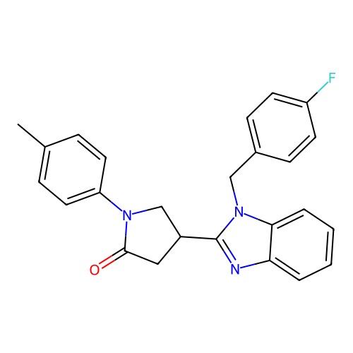 4-(1-(4-fluorobenzyl)-1H-benzo[d]imidazol-2-yl)-1-(p-tolyl)pyrrolidin-2-one structure