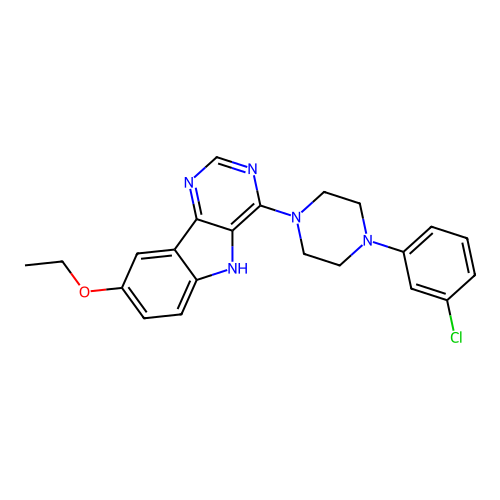 4-[4-(3-chlorophenyl)piperazin-1-yl]-8-ethoxy-5H-pyrimido[5,4-b]indole structure