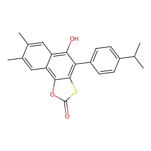5-hydroxy-7,8-dimethyl-4-[4-(propan-2-yl)phenyl]naphtho[2,1-d][1,3]oxathiol-2-one structure