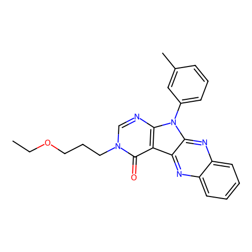 3-(3-ethoxypropyl)-11-(3-methylphenyl)-3,11-dihydro-4H-pyrimido[5',4':4,5]pyrrolo[2,3-b]quinoxalin-4-one structure