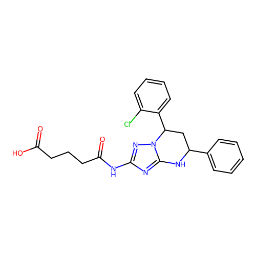 5-((7-(2-chlorophenyl)-5-phenyl-4,5,6,7-tetrahydro-[1,2,4]triazolo[1,5-a]pyrimidin-2-yl)amino)-5-oxopentanoic acid structure