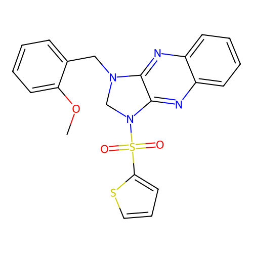 1-(2-methoxybenzyl)-3-(thiophen-2-ylsulfonyl)-2,3-dihydro-1H-imidazo[4,5-b]quinoxaline structure