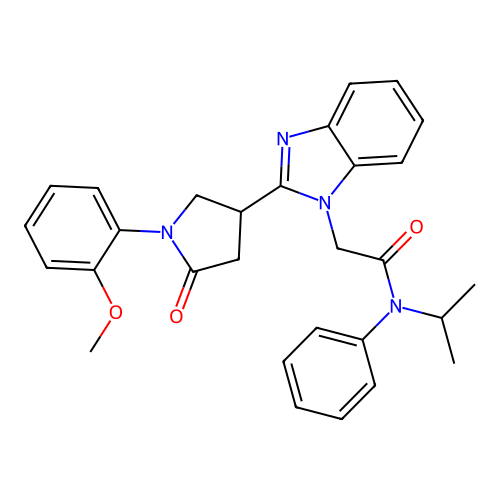2-[2-[1-(2-methoxyphenyl)-5-oxopyrrolidin-3-yl]benzimidazol-1-yl]-N-phenyl-N-propan-2-ylacetamide structure