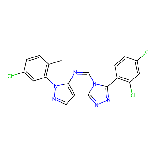 7-(5-chloro-2-methylphenyl)-3-(2,4-dichlorophenyl)-7H-pyrazolo[4,3-e][1,2,4]triazolo[4,3-c]pyrimidine structure