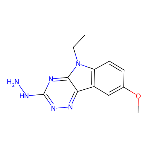 5-ethyl-3-hydrazinyl-8-methoxy-5H-[1,2,4]triazino[5,6-b]indole structure