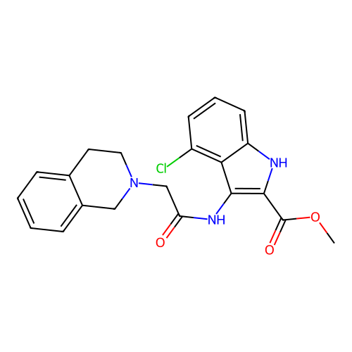 Methyl 4-chloro-3-[[2-(3,4-dihydro-1H-isoquinolin-2-yl)acetyl]amino]-1H-indole-2-carboxylate structure