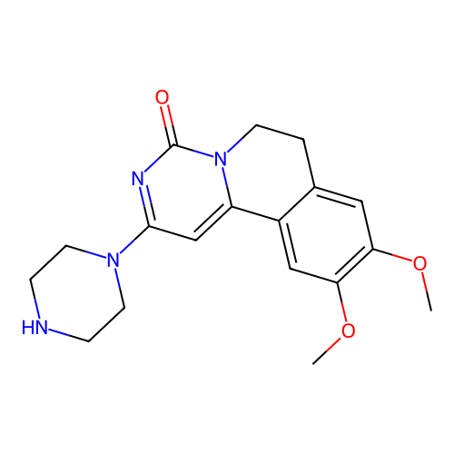 9,10-dimethoxy-2-(piperazin-1-yl)-6,7-dihydro-4H-pyrimido[6,1-a]isoquinolin-4-one structure