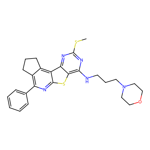 9-(methylsulfanyl)-N-[3-(morpholin-4-yl)propyl]-4-phenyl-2,3-dihydro-1H-cyclopenta[4',5']pyrido[3',2':4,5]thieno[3,2-d]pyrimidin-7-amine structure