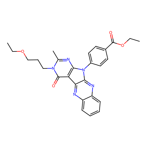 ethyl 4-(3-(3-ethoxypropyl)-2-methyl-4-oxo-3H-pyrimido[5',4':4,5]pyrrolo[2,3-b]quinoxalin-11(4H)-yl)benzoate structure