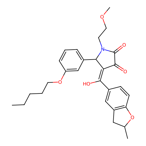 (4E)-4-[hydroxy(2-methyl-2,3-dihydro-1-benzofuran-5-yl)methylidene]-1-(2-methoxyethyl)-5-[3-(pentyloxy)phenyl]pyrrolidine-2,3-dione structure