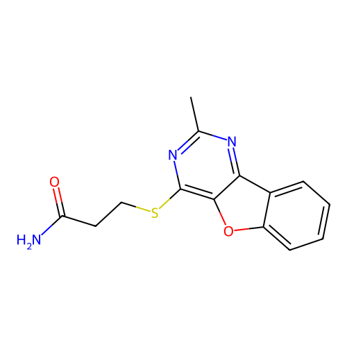 3-[(2-Methyl[1]benzofuro[3,2-d]pyrimidin-4-yl)sulfanyl]propanamide structure