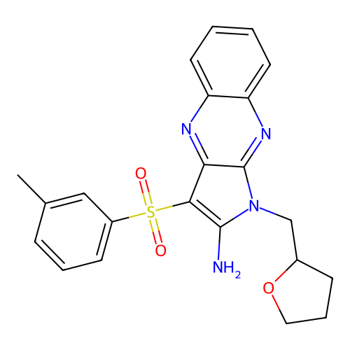 1-((tetrahydrofuran-2-yl)methyl)-3-(m-tolylsulfonyl)-1H-pyrrolo[2,3-b]quinoxalin-2-amine structure