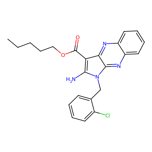 pentyl 2-amino-1-(2-chlorobenzyl)-1H-pyrrolo[2,3-b]quinoxaline-3-carboxylate structure