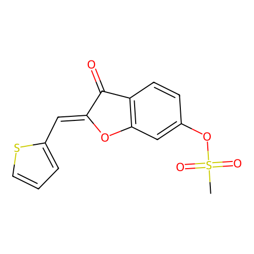 3-Oxo-2-(2-thienylmethylene)benzo[3,4-b]furan-6-yl methylsulfonate structure